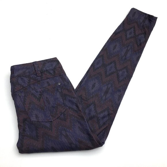 NEW Free People Skinny Jeans Deep Plum Aztec Print Stretch size 27 length 32" - Picture 7 of 7
